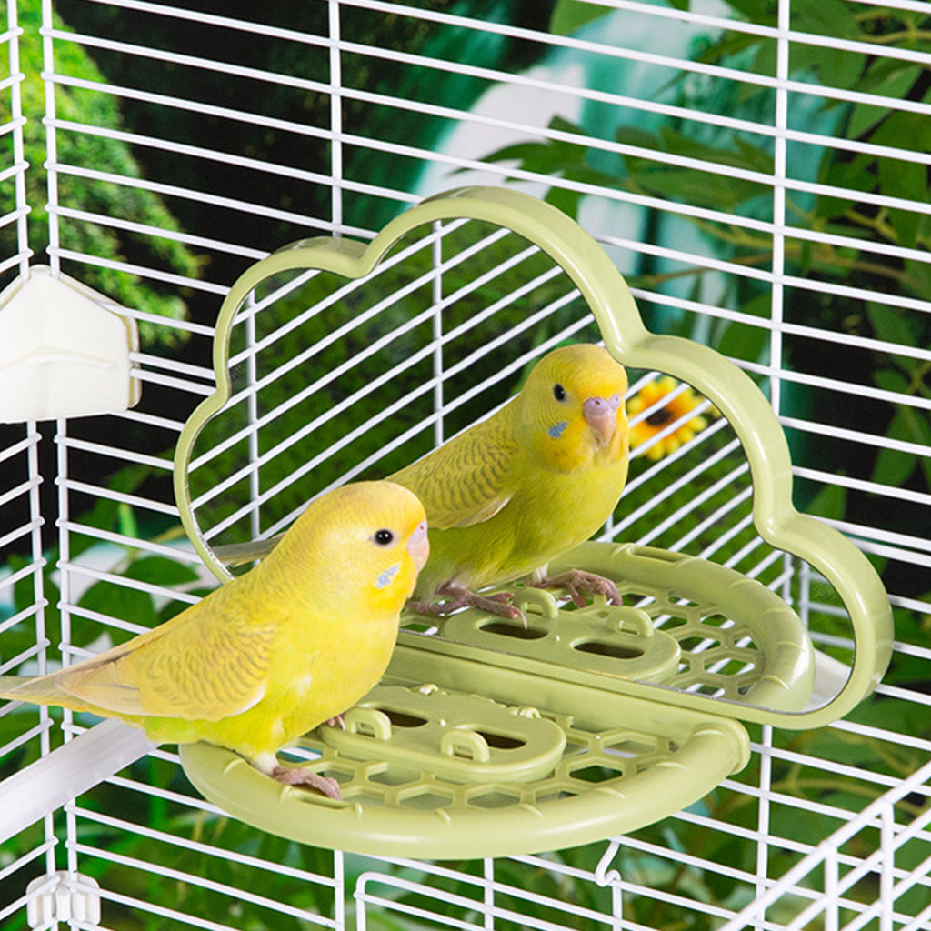 Qpets Parrot Mirror, Love Birds Mirror Pet Birds Mirror for Cage 2 In 1 Reflection Mirror with Food Box Clip-on Design Fun Cloud Shaped Pet Birds Mirror - 18.5x9x14CM Qpets Parrot Mirror, Love Birds Mirror Pet Birds Mirror for Cage 2 In 1 Reflection Mirror with Food Box Clip-on Design Fun Cloud Shaped Pet Birds Mirror - 18.5x9x14CM